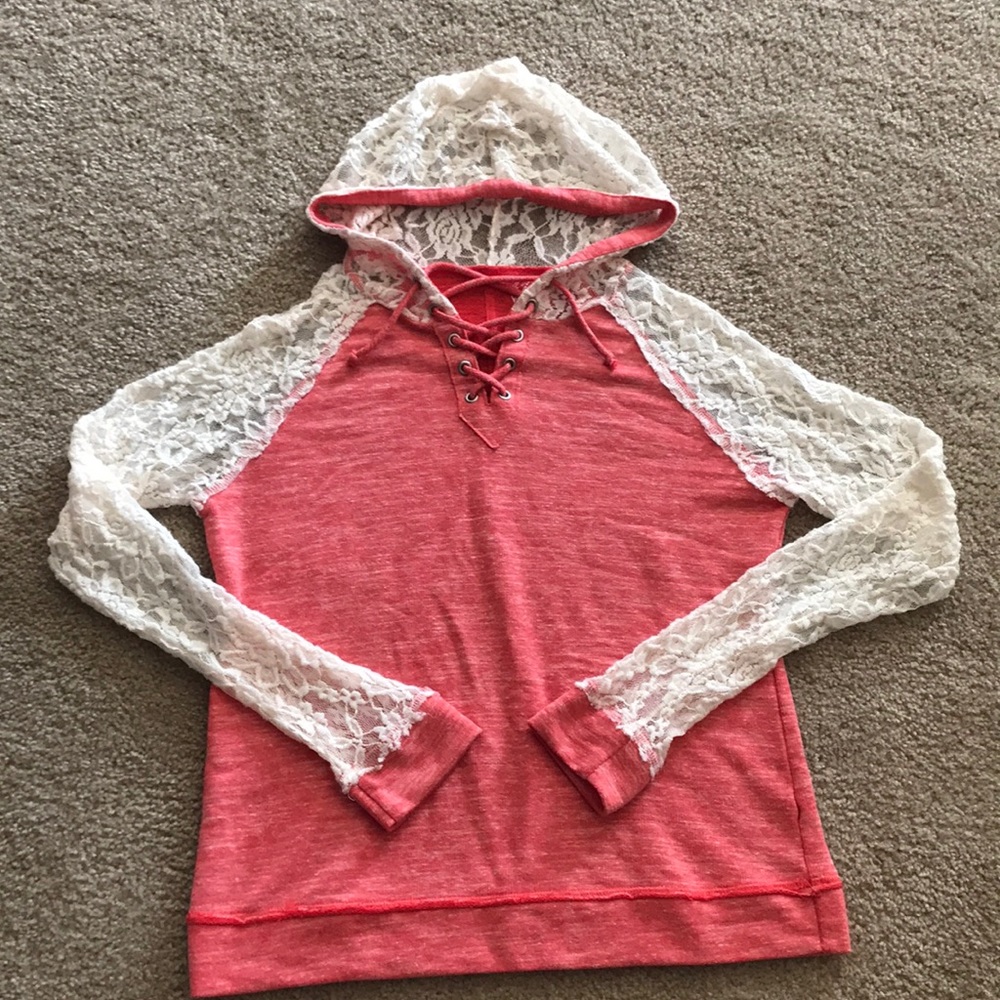 Long sleeve lace hoodie/shirt